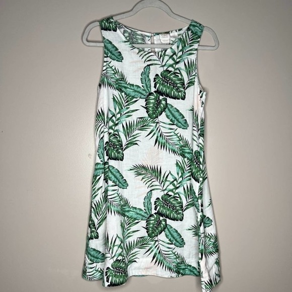 C&C California Californialinen Dress Palm Leaf Tropical Vacation Linen Summer XS - Picture 10 of 13